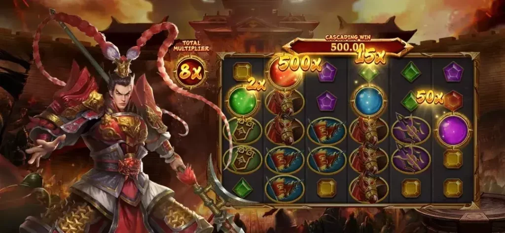 RSG戰神呂布老虎機紅利模式畫面,高倍率累積與爆分階段呈現